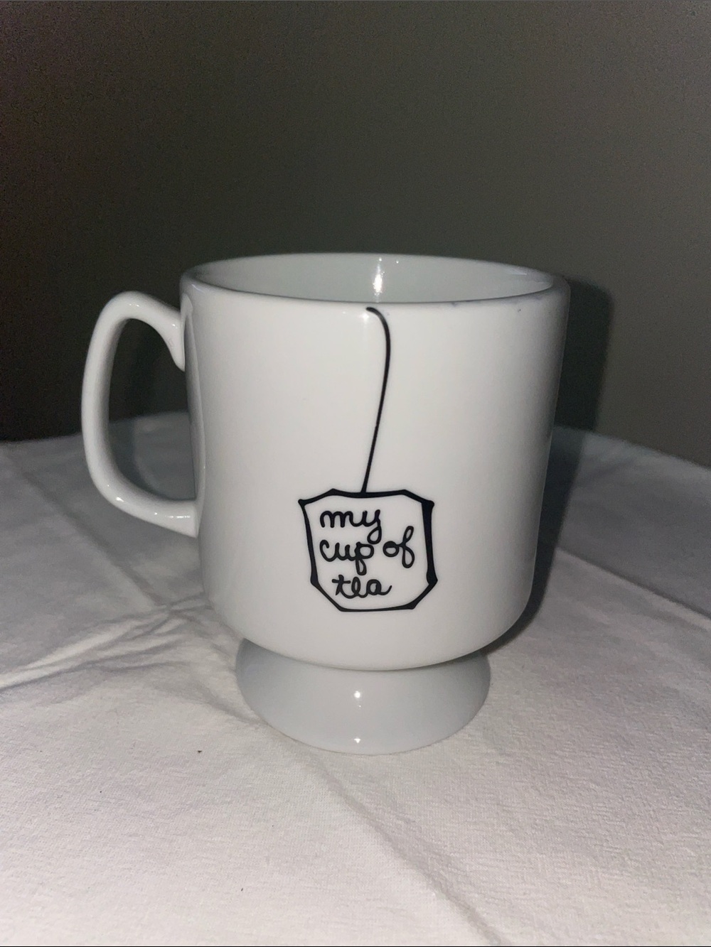 White 'My Cup of Tea' Ceramic Pedestal Mug